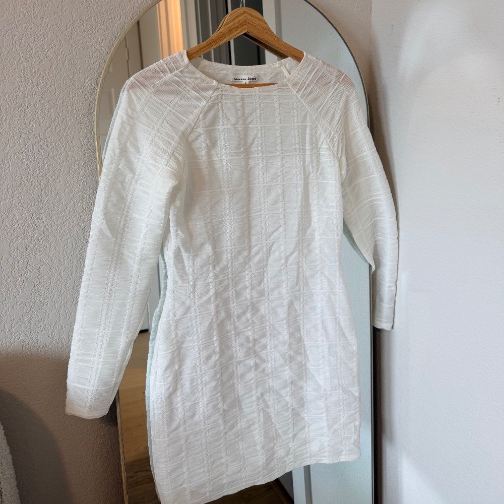 Reformation White Textured Mini Dress | Size S